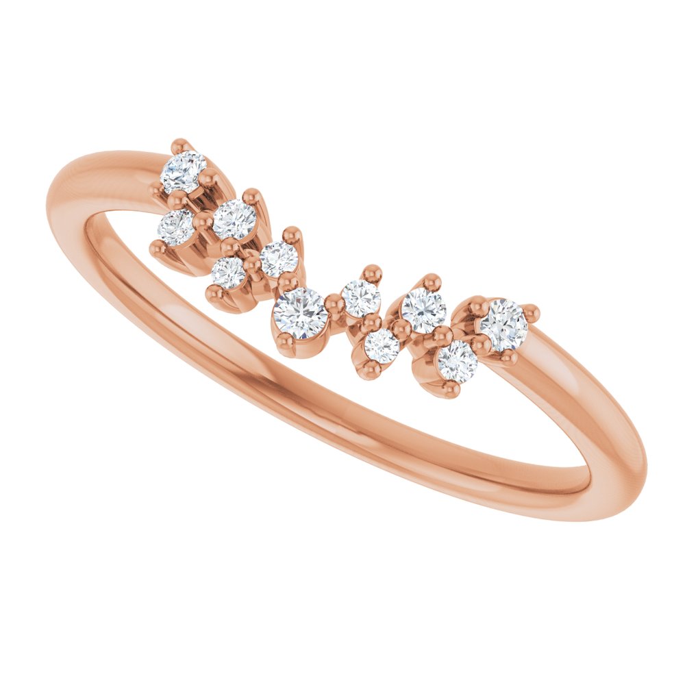 14K Rose 1/10 CTW Natural Diamond Contour Band