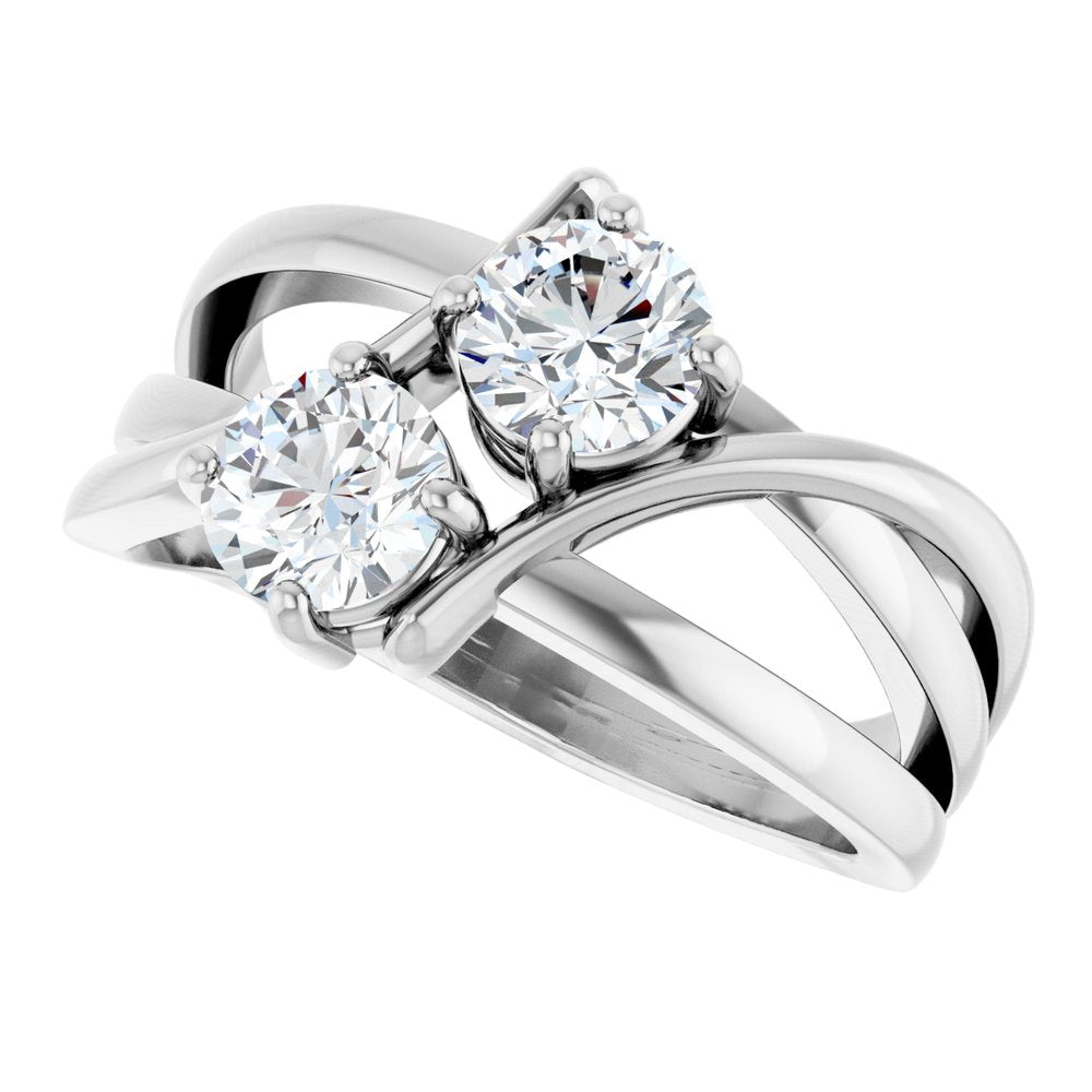 14K White Gold 1 CTW Lab-Grown Diamond Two-Stone Ring