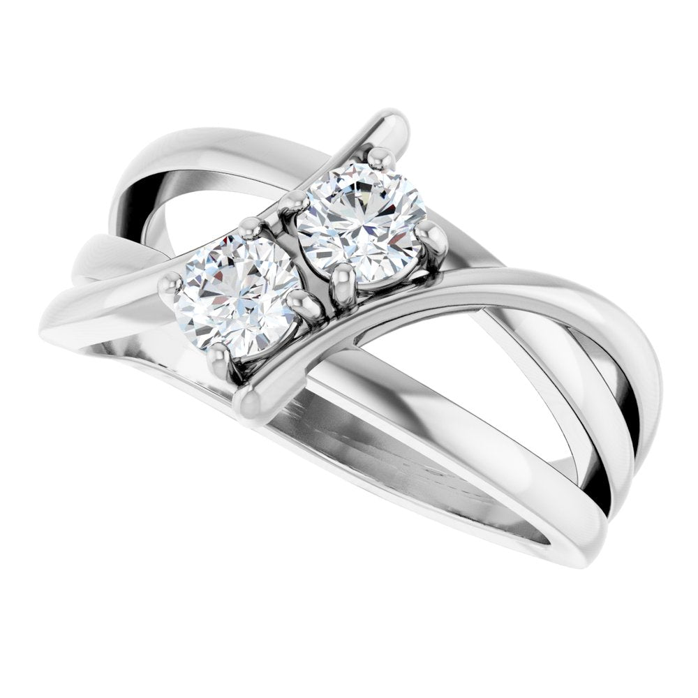 14K White Gold 1/2 CTW Lab-Grown Diamond Two-Stone Ring