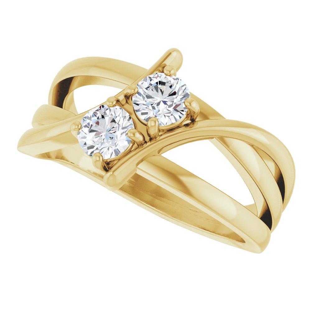 14K Yellow 1/2 CTW Lab-Grown Diamond Two-Stone Ring