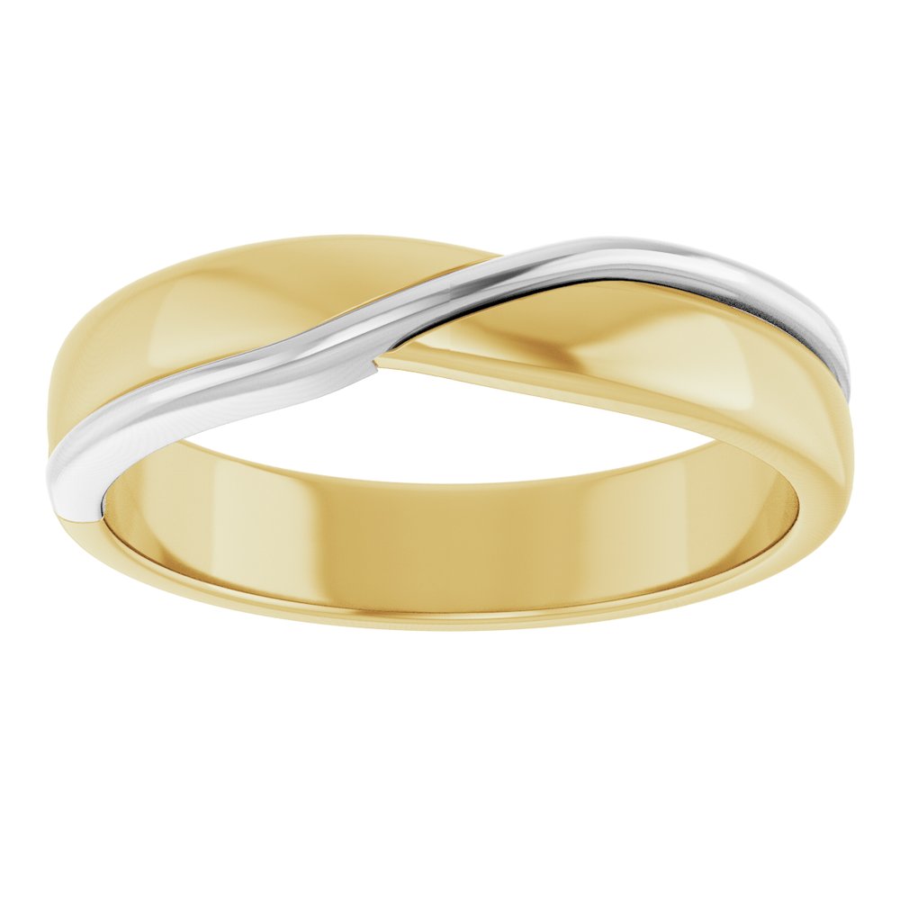 14K Yellow/White Gold 5 mm Criss-Cross Half Round Band Size 11