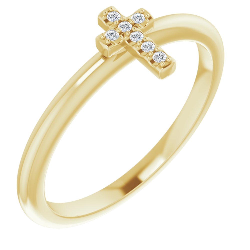 14K Yellow Gold .03 CTW Natural Diamond Stackable Cross Ring