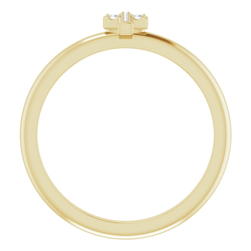 14K Yellow Gold .03 CTW Natural Diamond Stackable Cross Ring