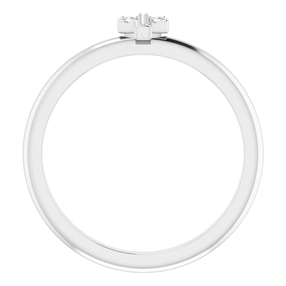 14K White Gold .03 CTW Natural Diamond Stackable Cross Ring