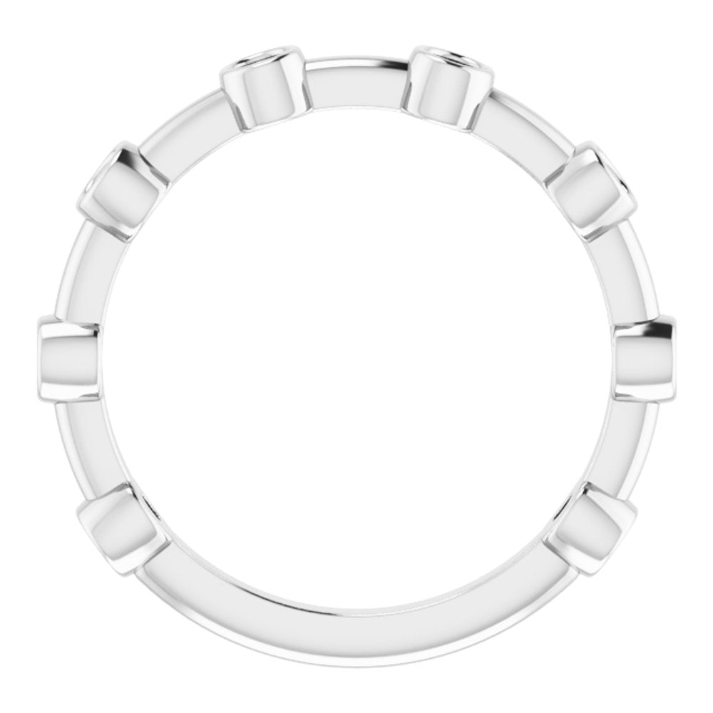 14K White Gold Natural Aquamarine Bezel-Set Bar Ring