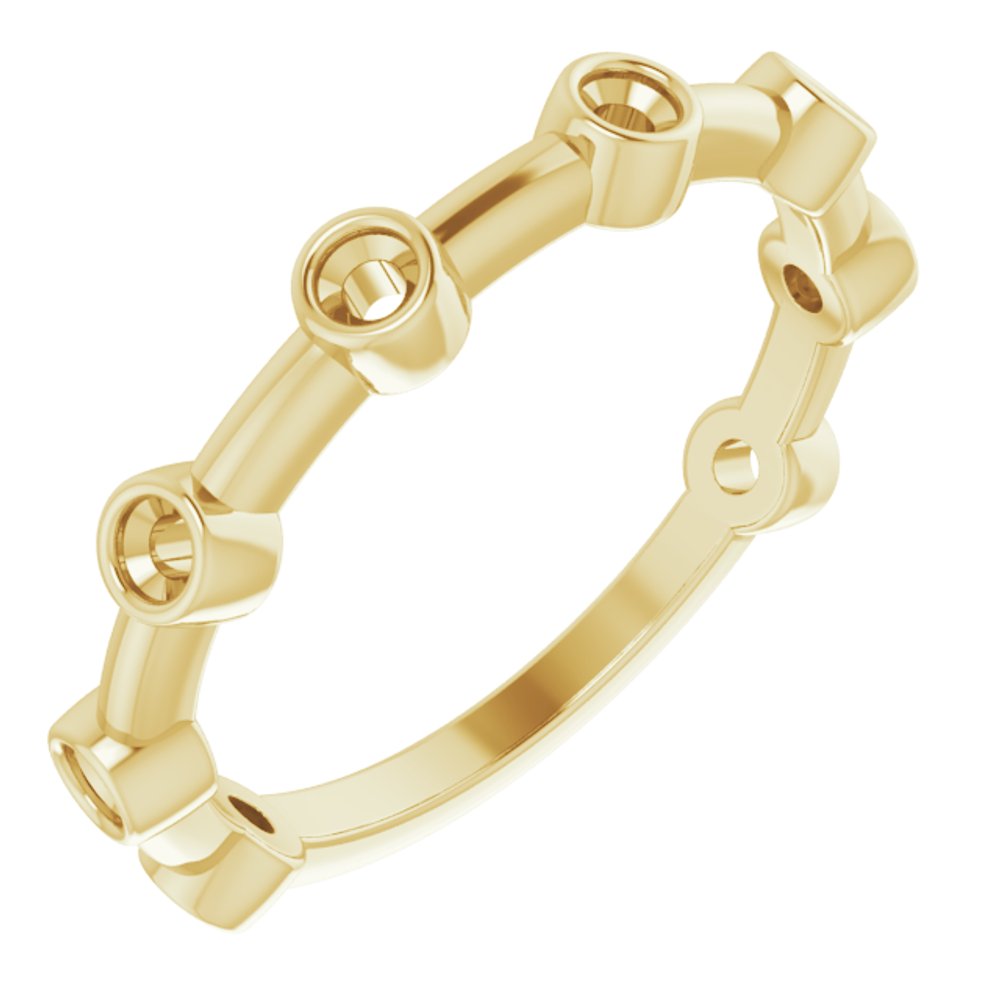 14K Yellow Gold Natural Amethyst Bezel-Set Bar Ring