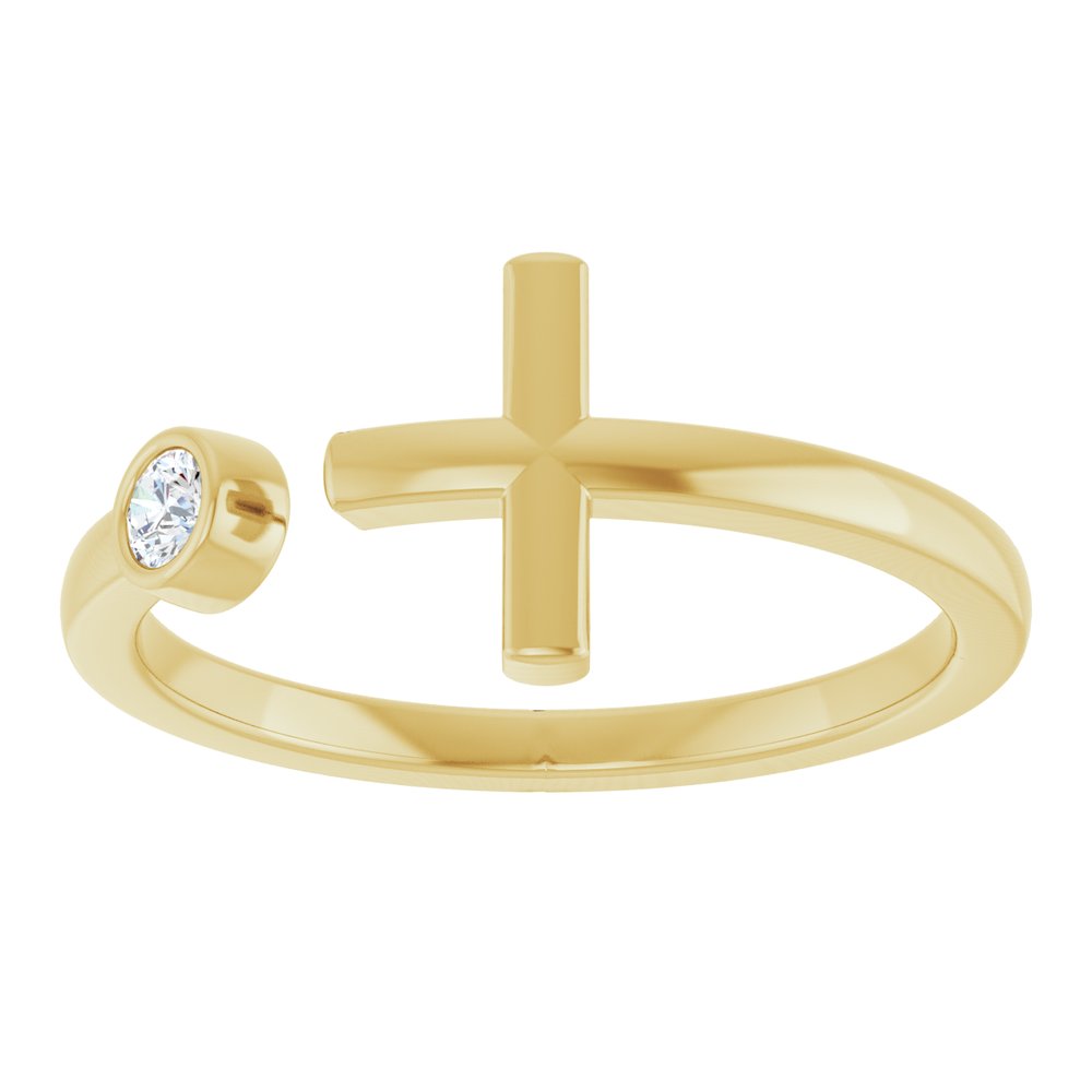 14K Yellow Gold .06 CTW Natural Diamond Negative Space Cross Ring