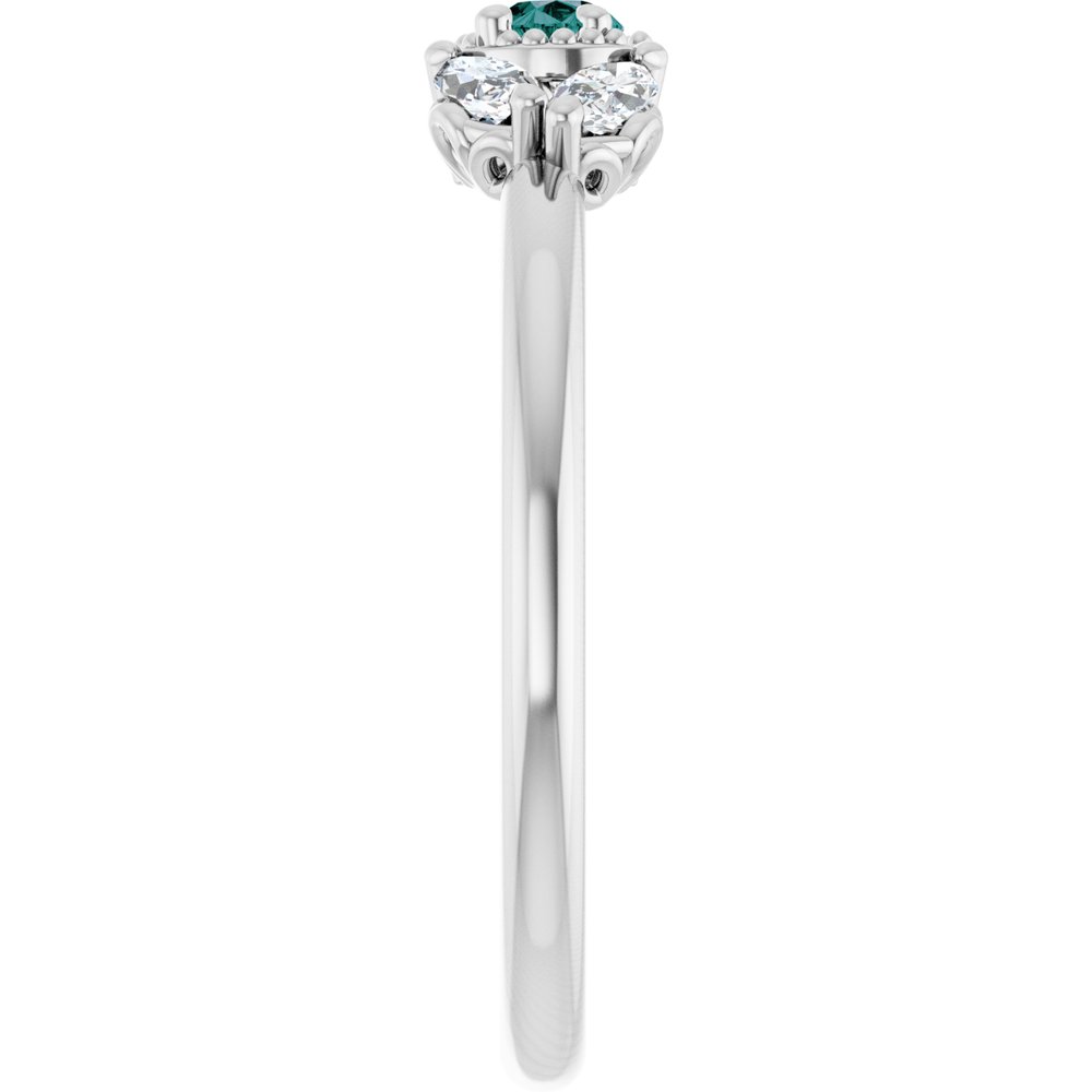 14K White Gold Lab-Grown Alexandrite & 1/8 CTW Natural Diamond Ring