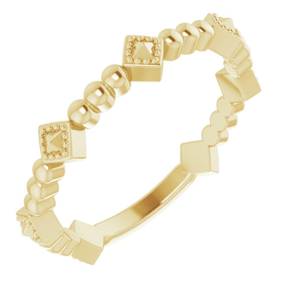 14K Yellow Stackable Pyramid Ring