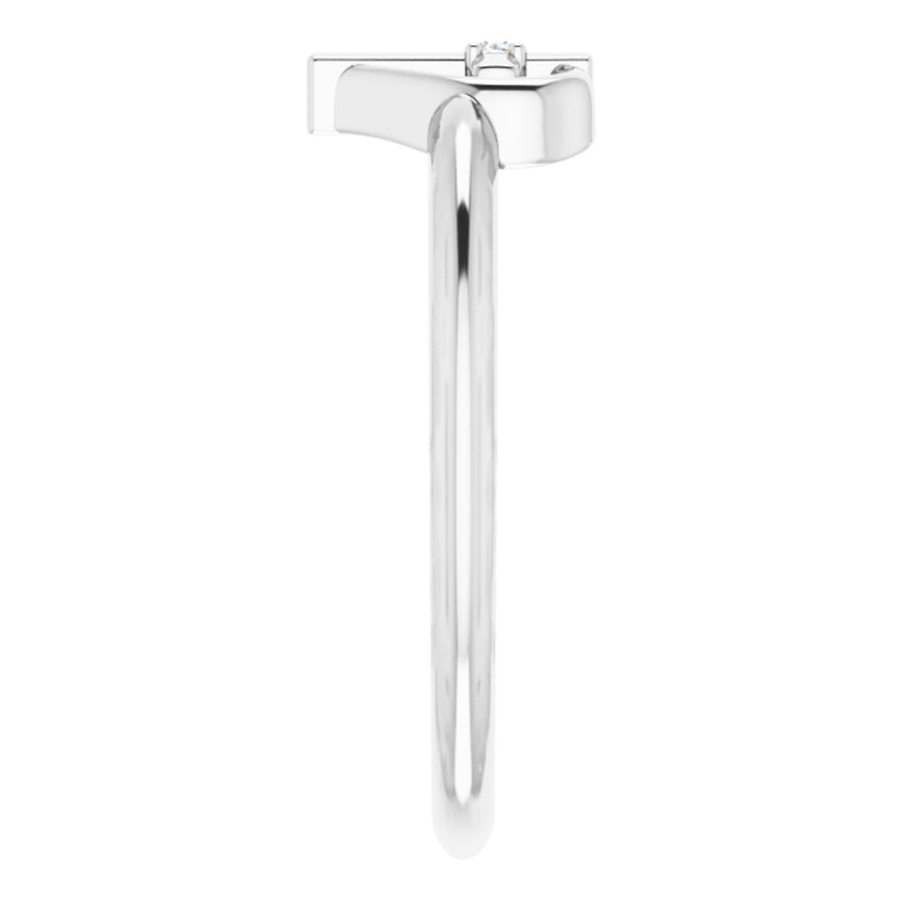 Sterling Silver .01 CT Natural Diamond Cross & Heart Ring