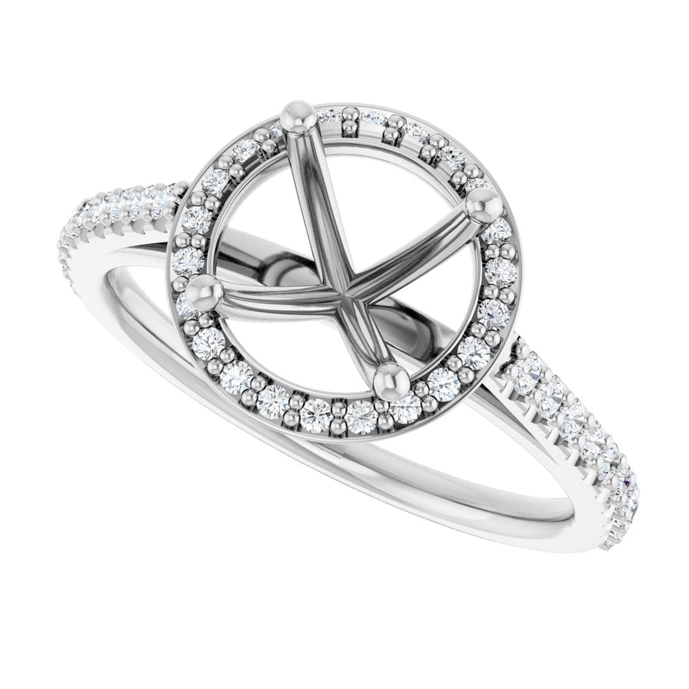 14K White 8 mm Round 1/4 CTW Lab-Grown Diamond Semi-Set Engagement Ring