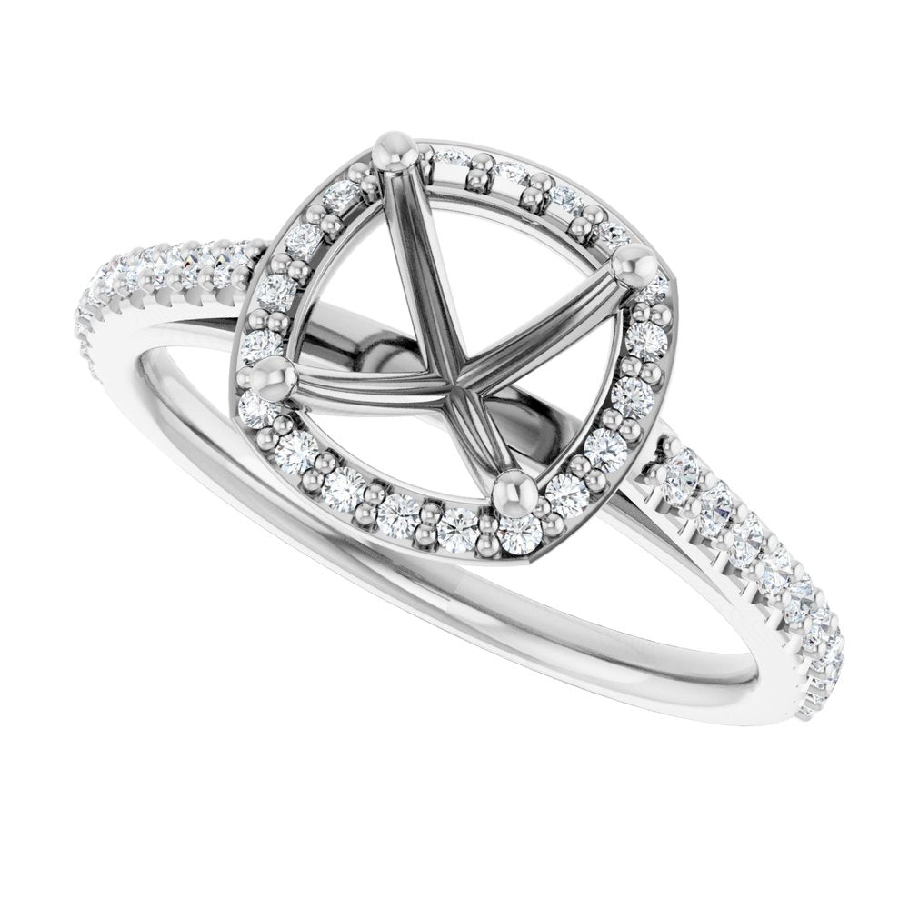 14K White 7x7 mm Cushion 1/4 CTW Lab-Grown Diamond Semi-Set Engagement Ring