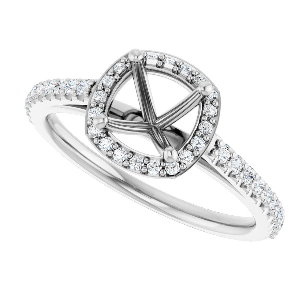 14K White 6x6 mm Cushion 1/4 CTW Lab-Grown Diamond Semi-Set Engagement Ring