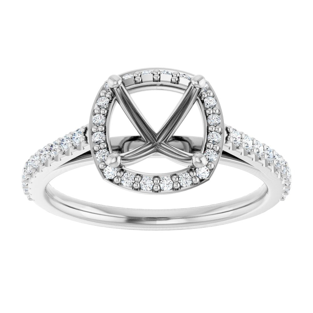 14K White 7x7 mm Cushion 1/4 CTW Lab-Grown Diamond Semi-Set Engagement Ring