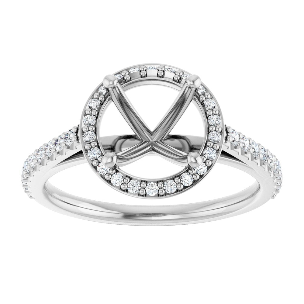 14K White 8 mm Round 1/4 CTW Lab-Grown Diamond Semi-Set Engagement Ring