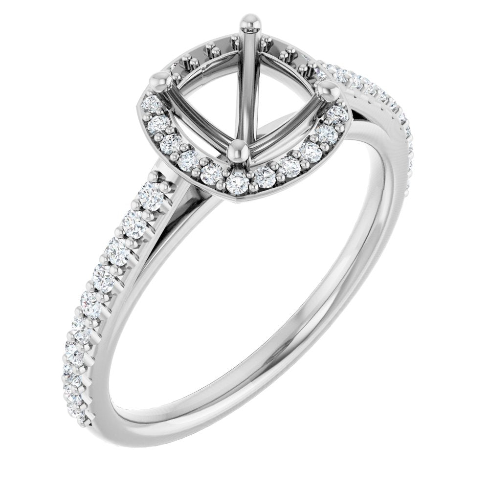 14K White 6x6 mm Cushion 1/4 CTW Lab-Grown Diamond Semi-Set Engagement Ring