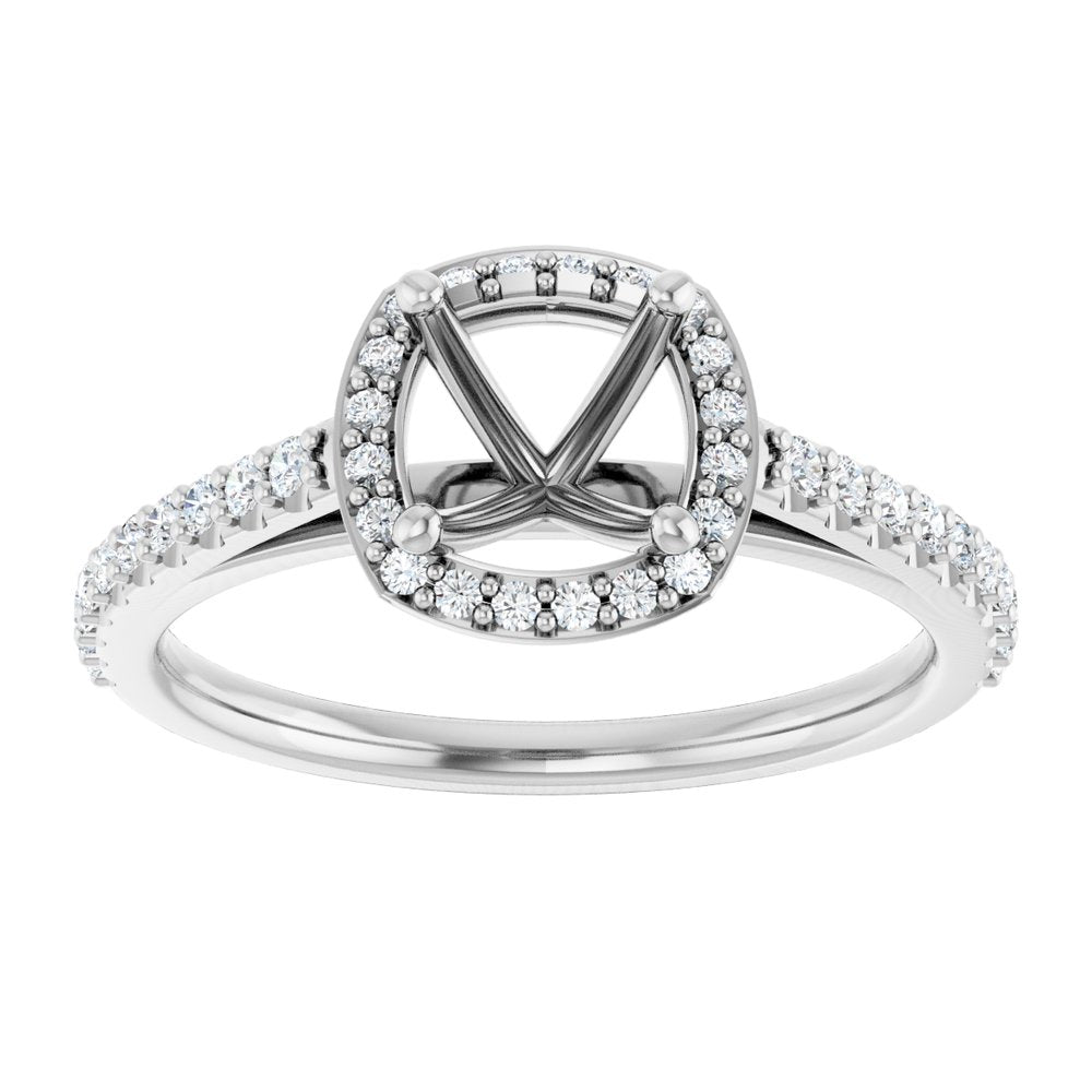 14K White 6x6 mm Cushion 1/4 CTW Lab-Grown Diamond Semi-Set Engagement Ring