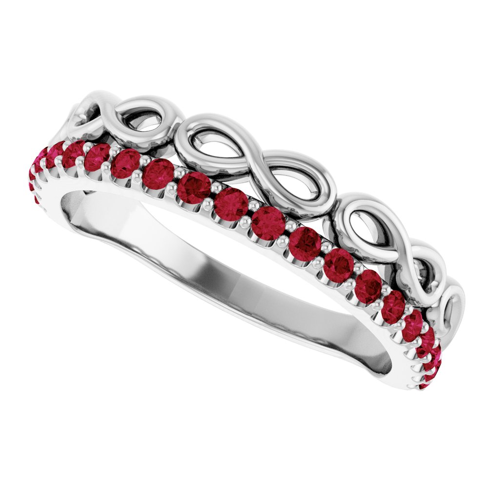 Platinum Natural Ruby Infinity-Inspired Stackable Ring