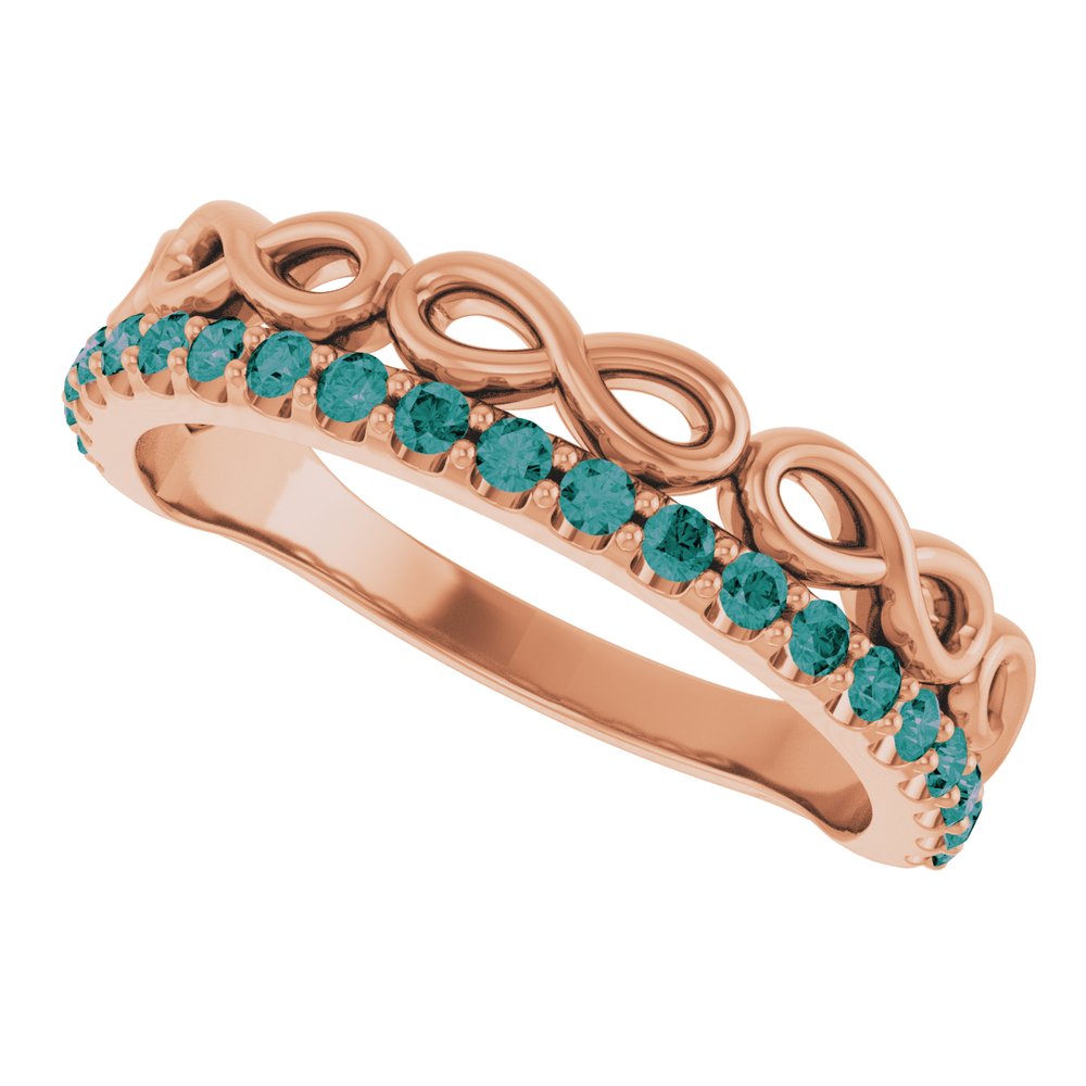 14K Rose Gold Natural Alexandrite Infinity-Inspired Stackable Ring