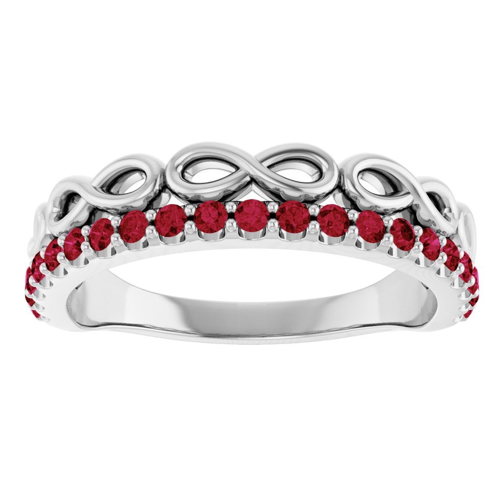 Platinum Natural Ruby Infinity-Inspired Stackable Ring