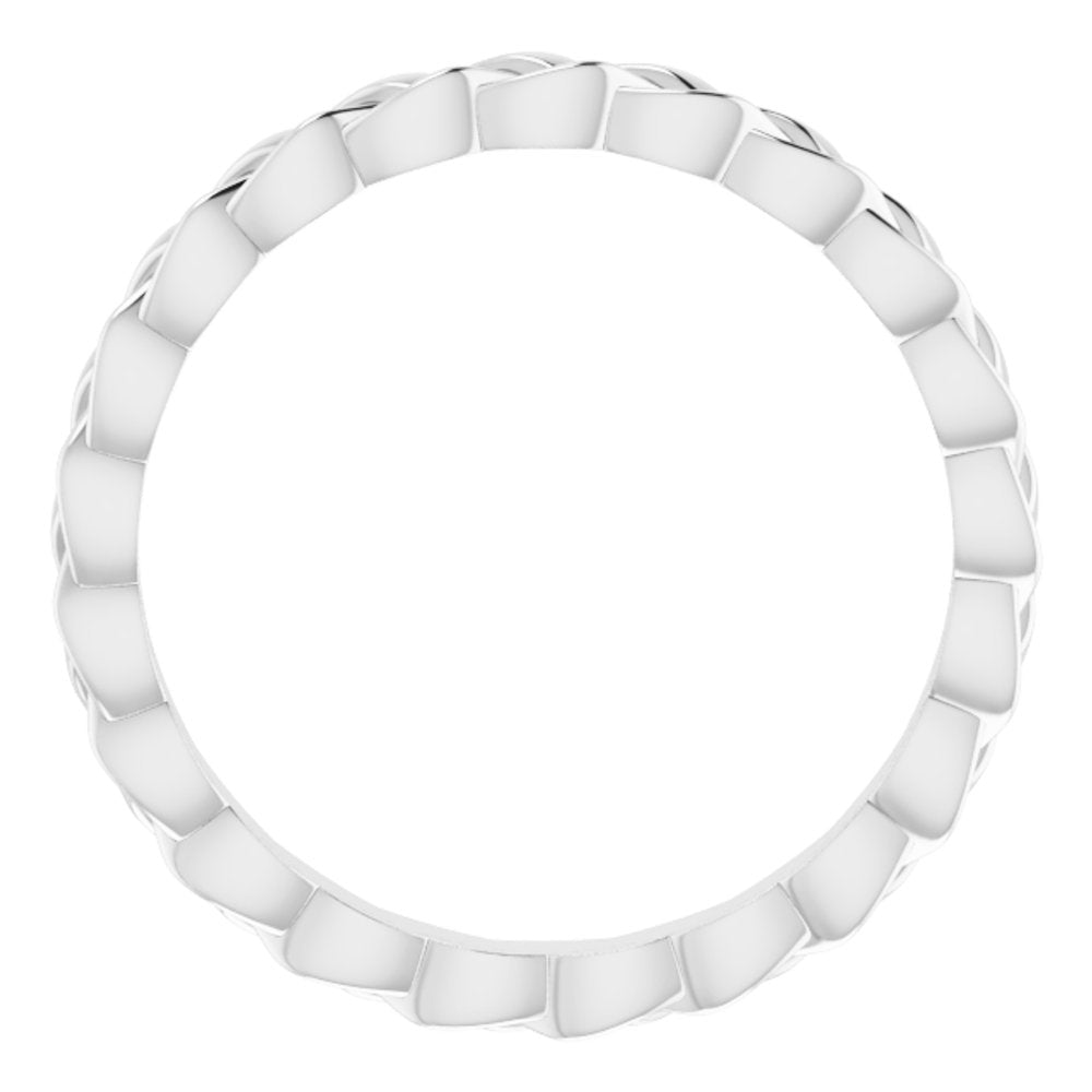 14K White Gold 2 mm Woven-Design Band Size 4