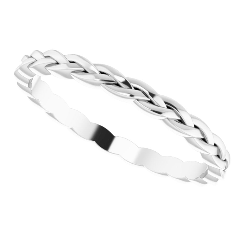 10K White Gold 2 mm Woven-Design Band Size 9