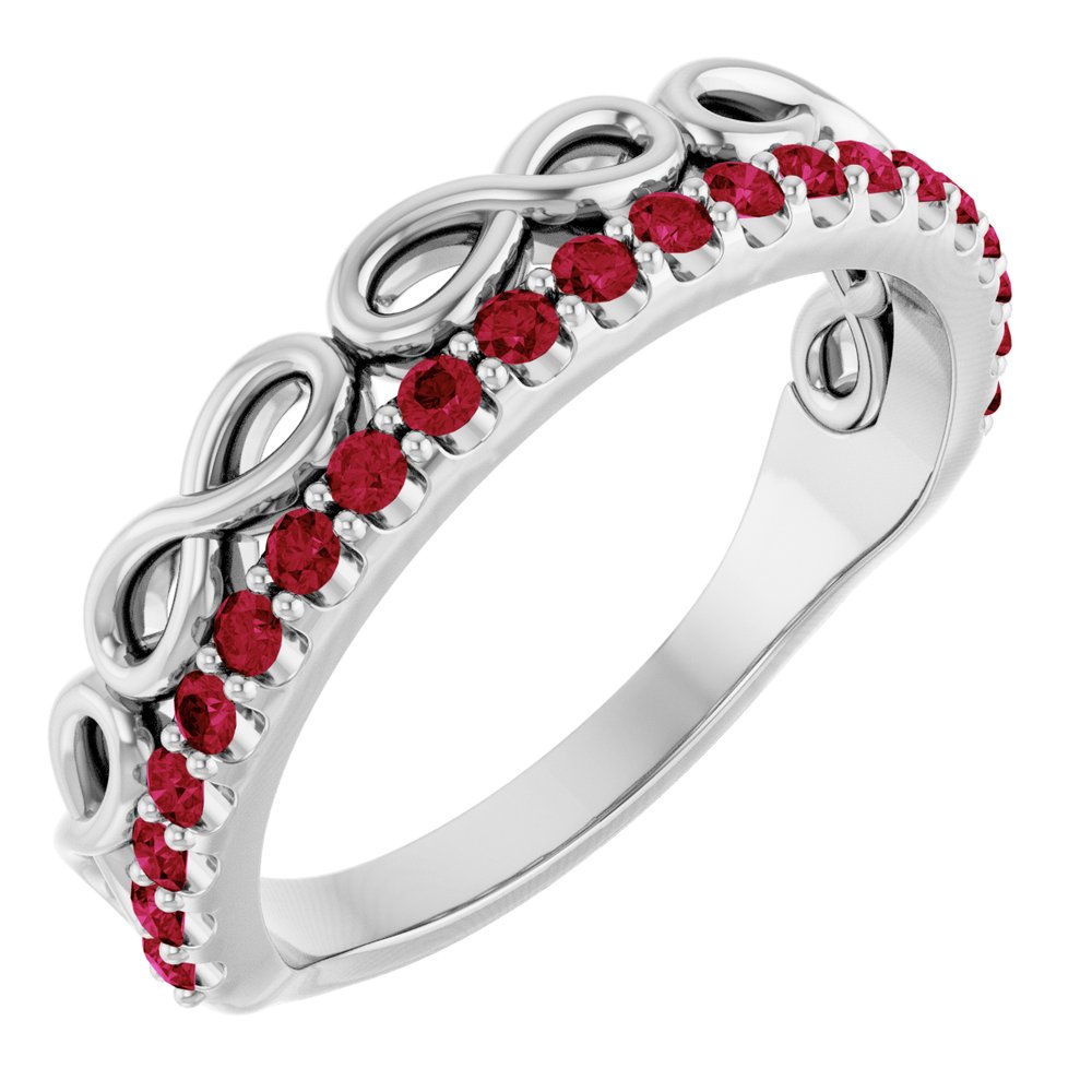 Platinum Natural Ruby Infinity-Inspired Stackable Ring