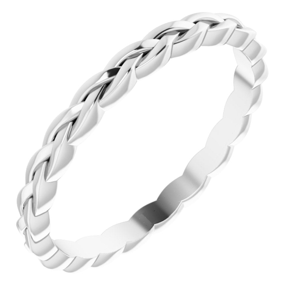 10K White Gold 2 mm Woven-Design Band Size 9