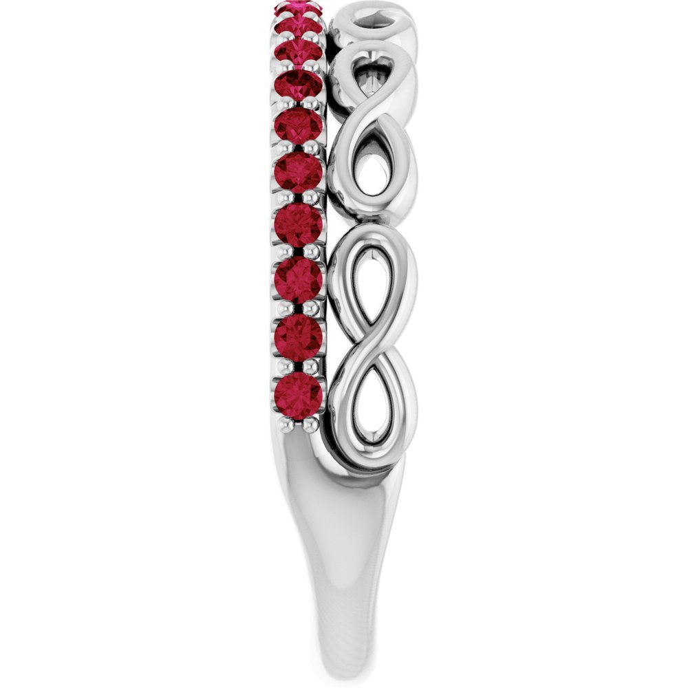 Platinum Natural Ruby Infinity-Inspired Stackable Ring
