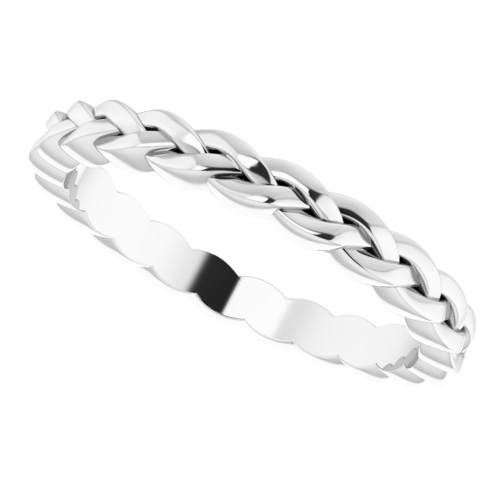 14K White Gold 2 mm Woven-Design Band Size 4