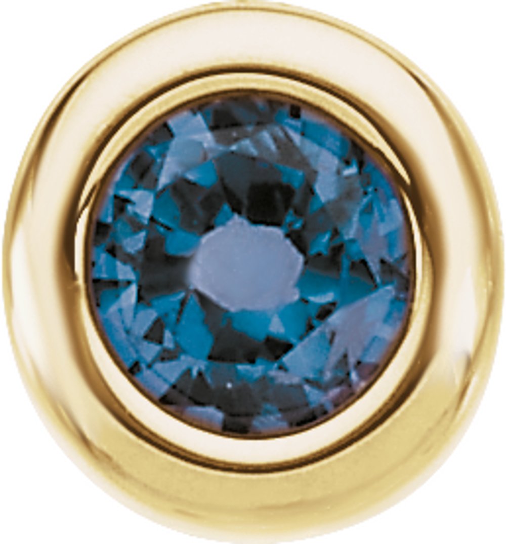 14K Yellow Gold 4 mm Imitation Blue Zircon Pendant