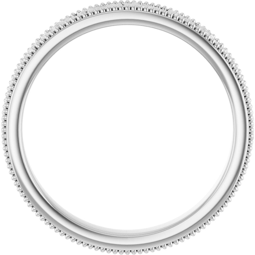 Sterling Silver 3.2 mm Milgrain Edge Floral Flat Band Size 6.5