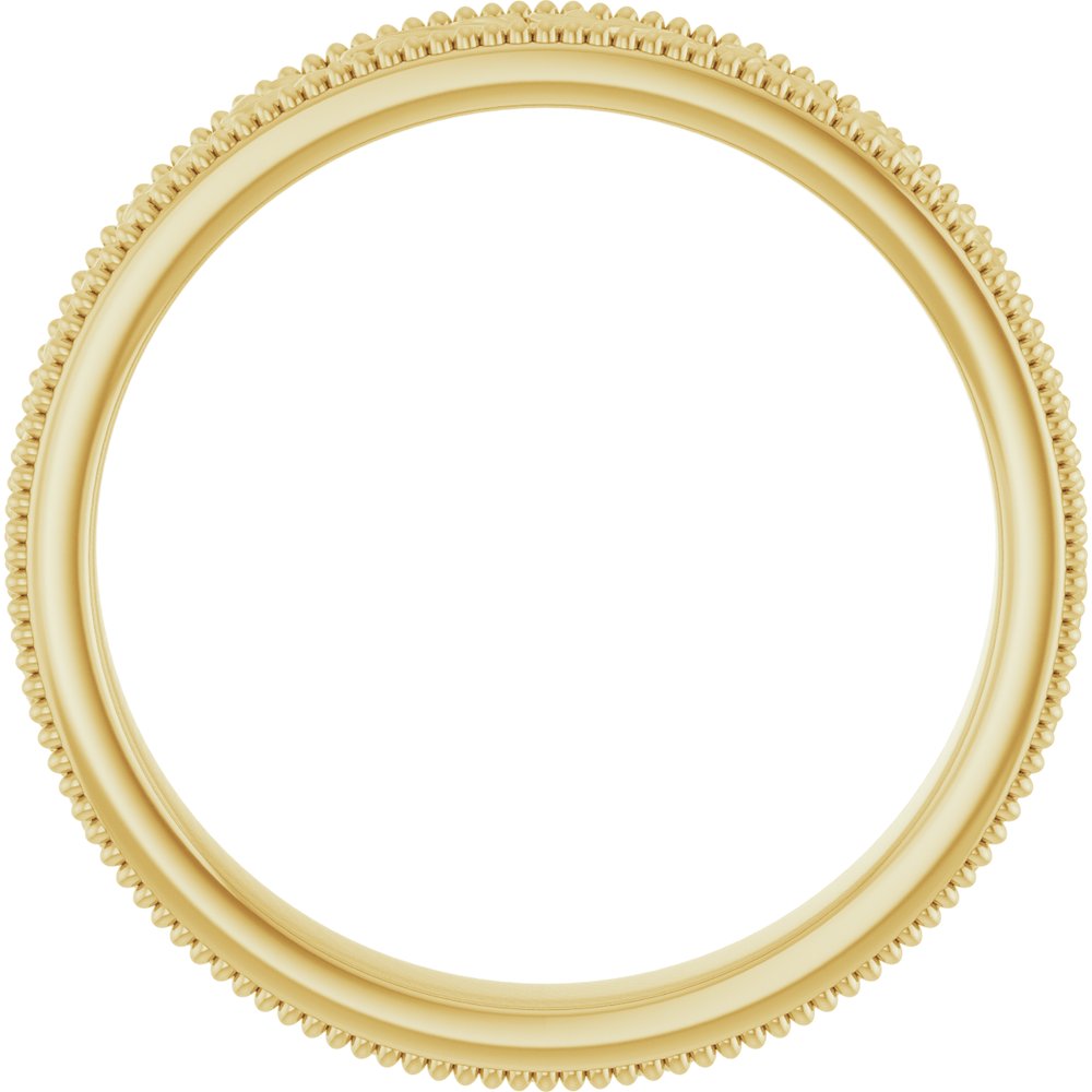 10K Yellow Gold 3.2 mm Milgrain Edge Floral Flat Band Size 6.5