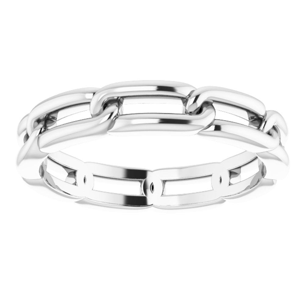 14K White Gold 3 mm Chain Link Band Size 5.5