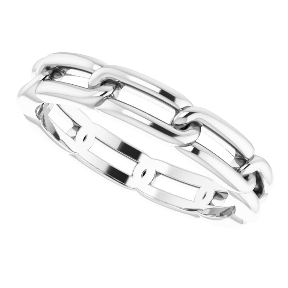 14K White Gold 3 mm Chain Link Band Size 5.5