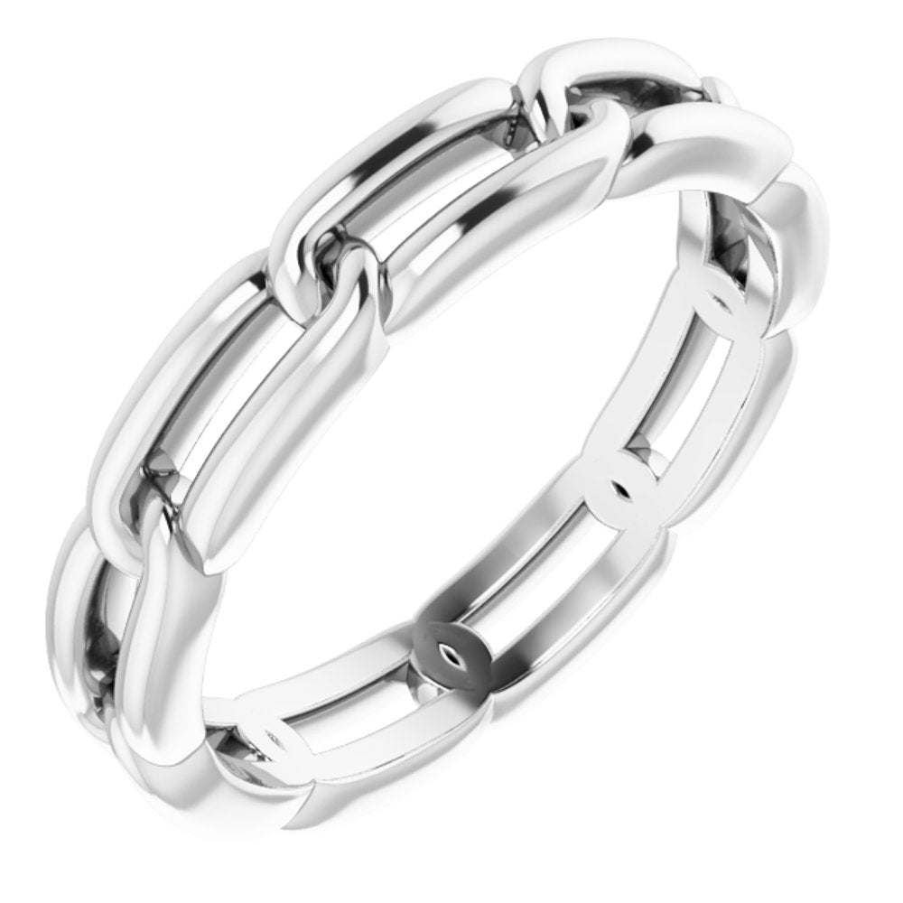 14K White Gold 3 mm Chain Link Band Size 5.5