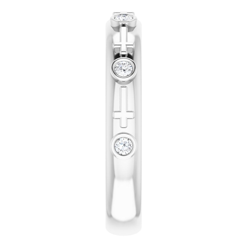 14K White Gold 1/8 CTW Natural Diamond Cross Ring