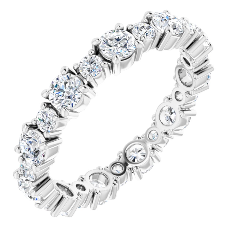 14K White 1 3/8 CTW Natural Diamond Eternity Band Size 8