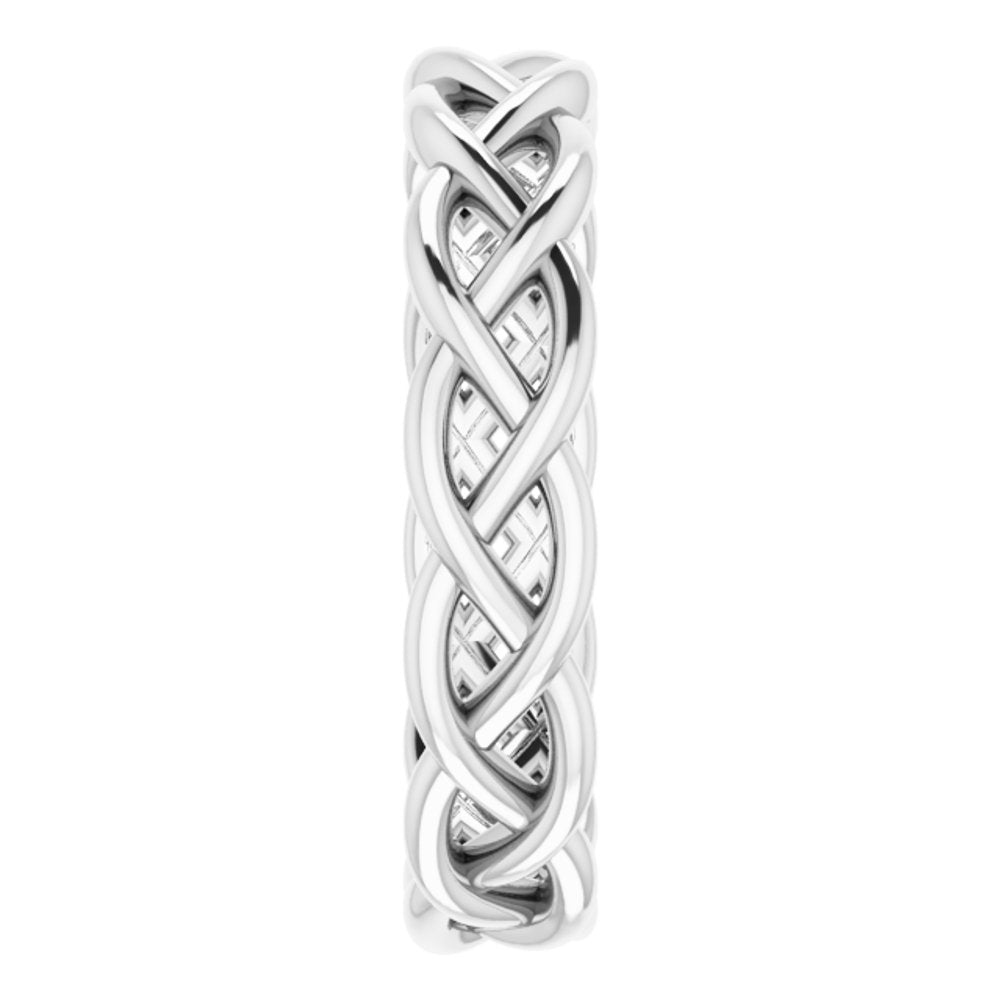 14K White Gold 4.3 mm Woven-Design Band Size 8