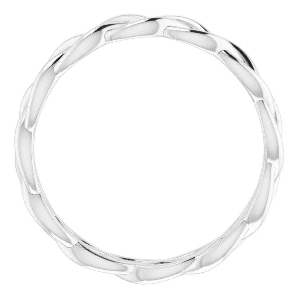 14K White 4.3 mm Woven-Design Band Size 8.5