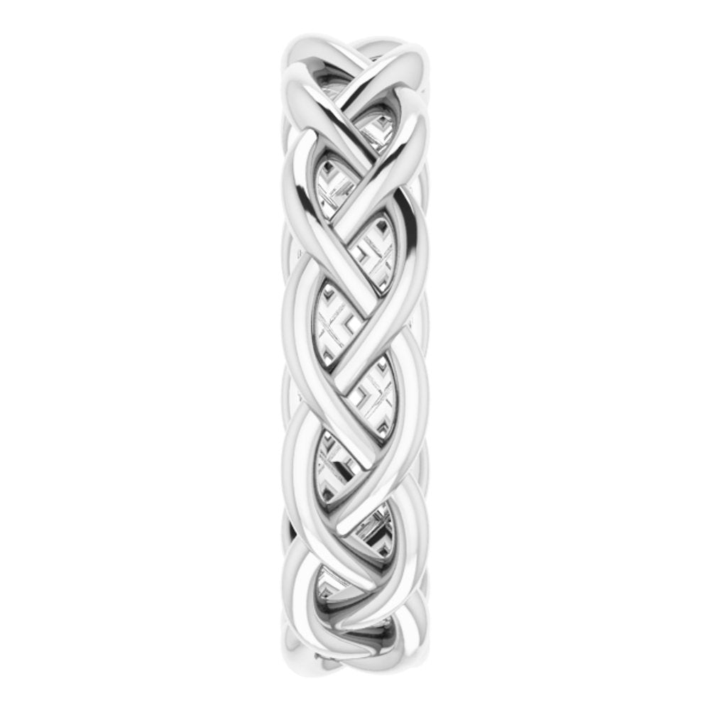 14K White Gold 4.3 mm Woven-Design Band Size 6