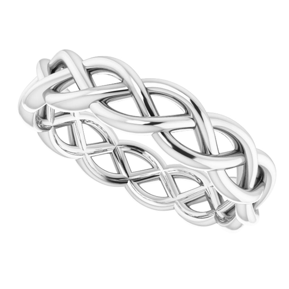14K White Gold 4.3 mm Woven-Design Band Size 6