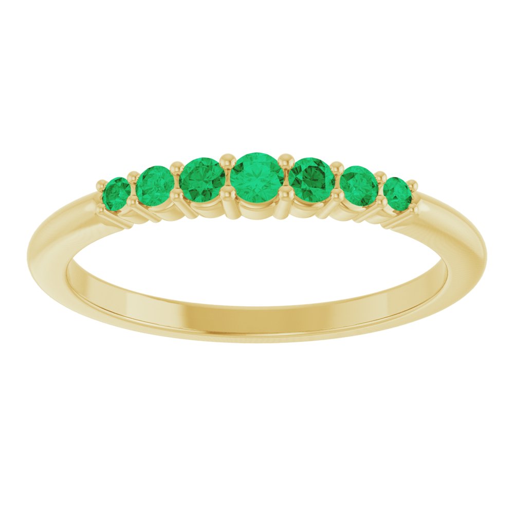14K Yellow Gold Natural Emerald Stackable Ring