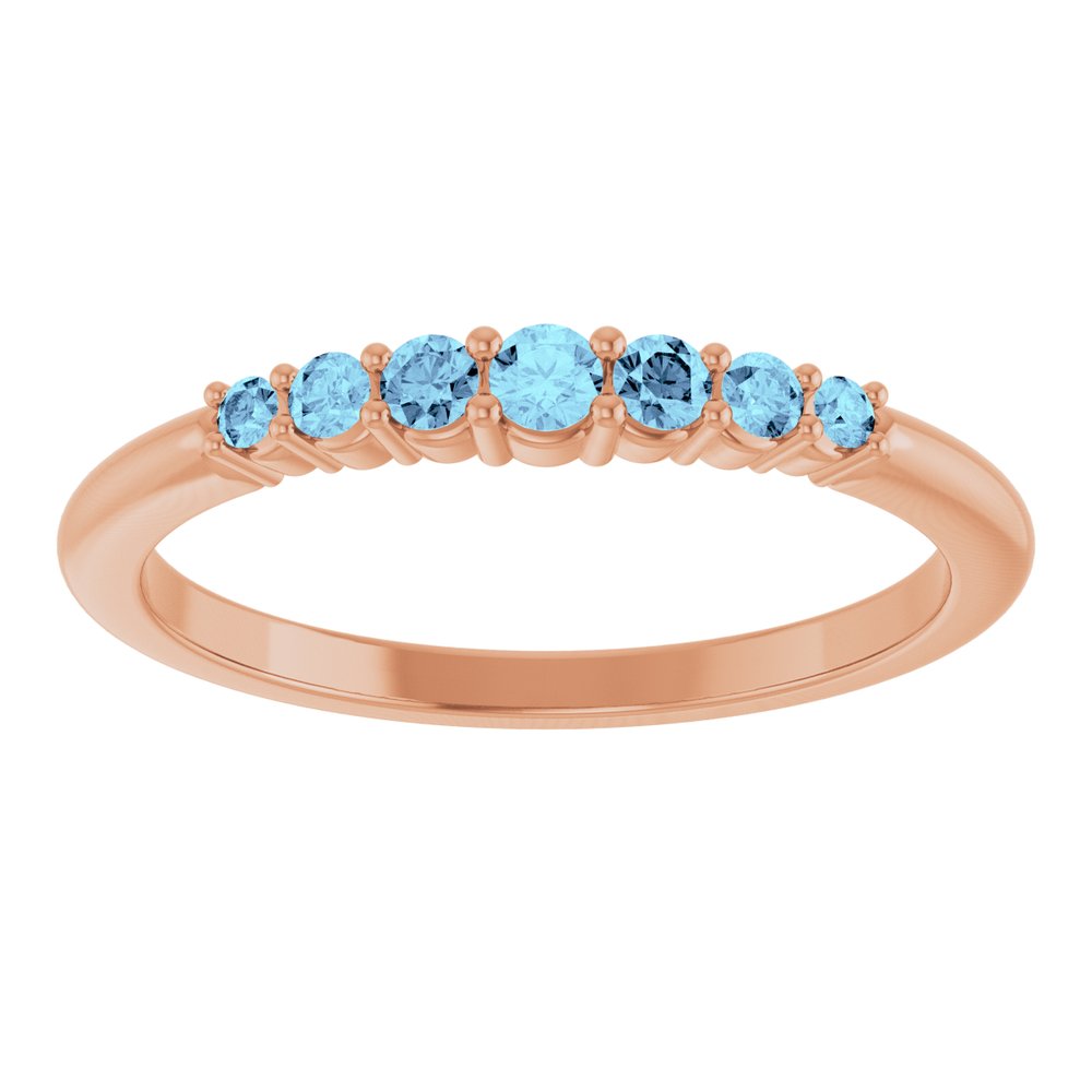 14K Rose Gold Natural Aquamarine Stackable Ring