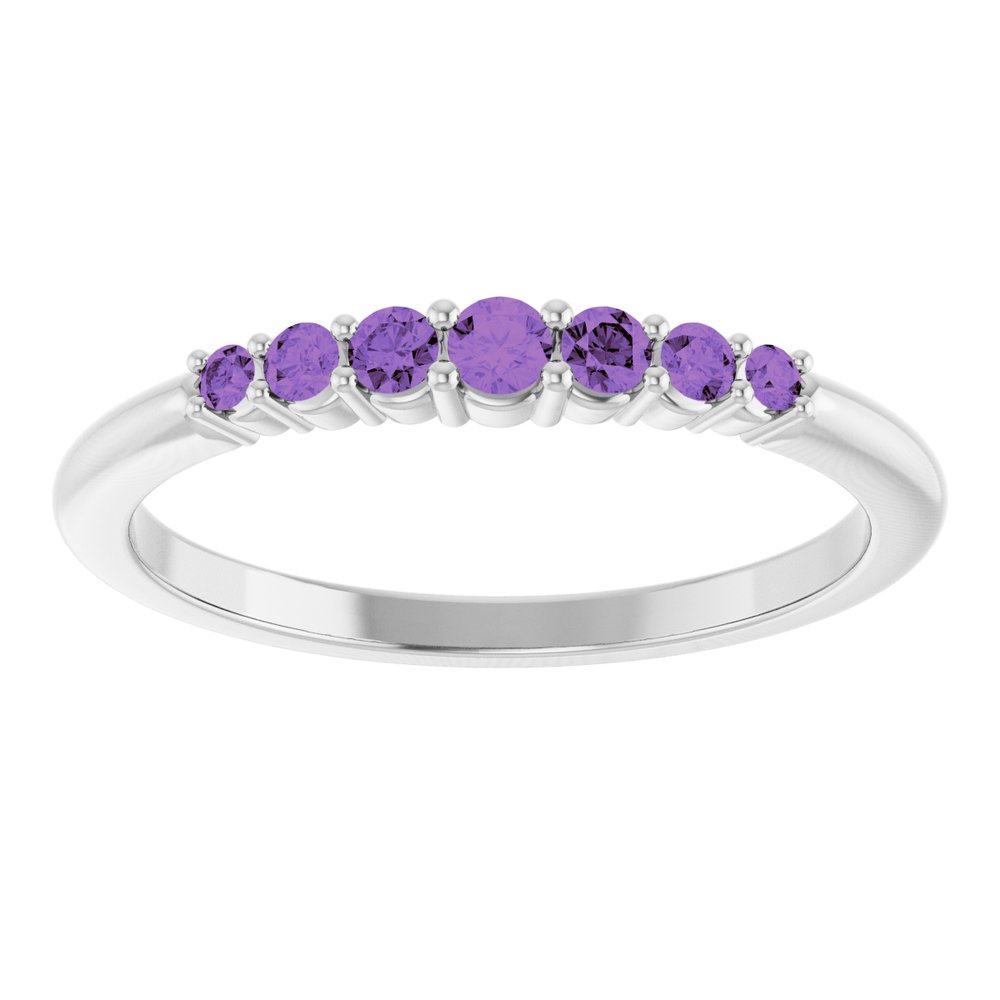 14K White Natural Amethyst Stackable Ring