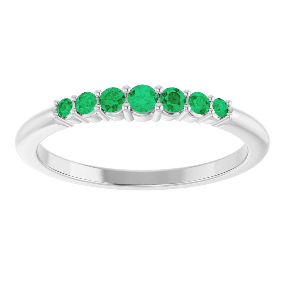 14K White Gold Natural Emerald Stackable Ring