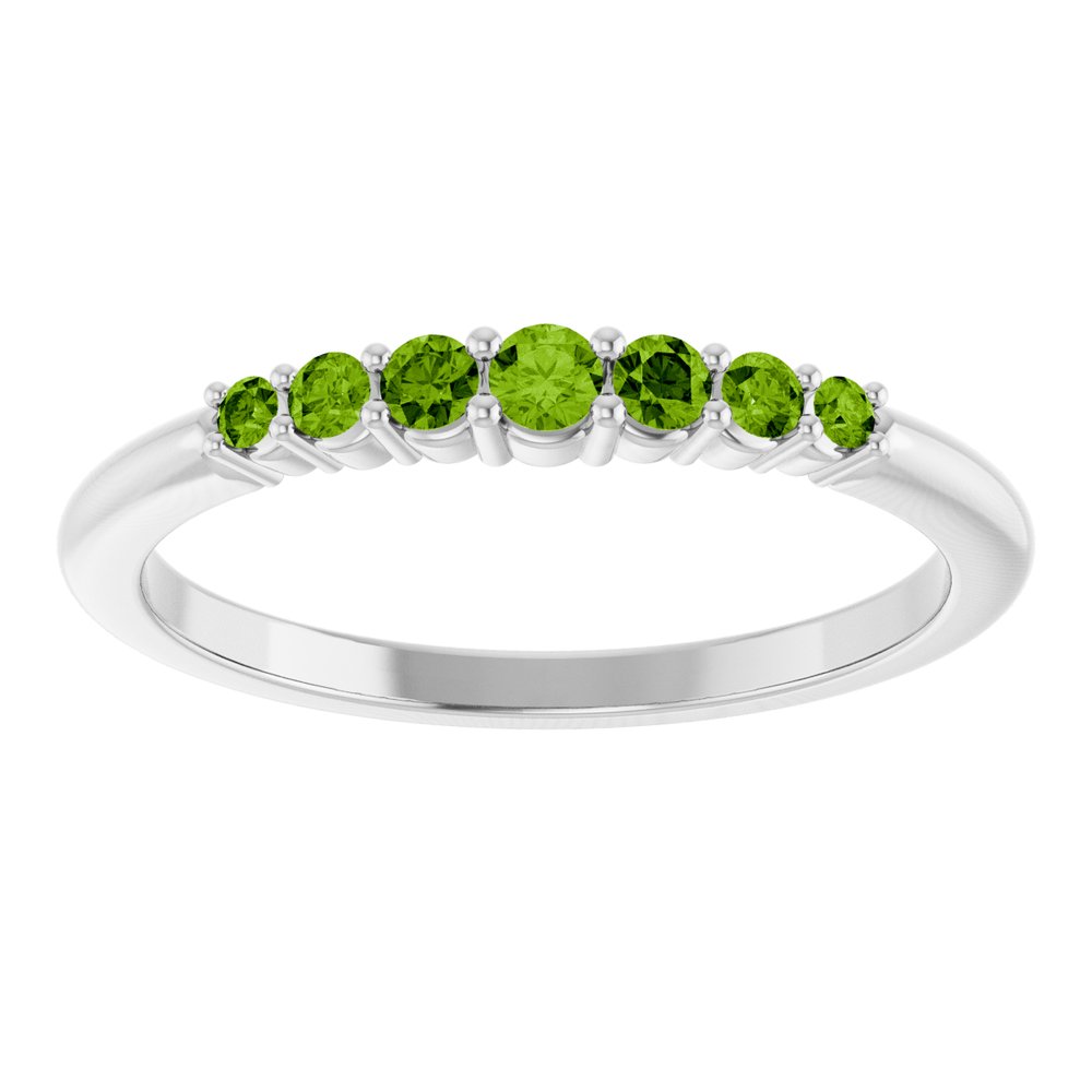 14K White Gold Natural Peridot Stackable Ring