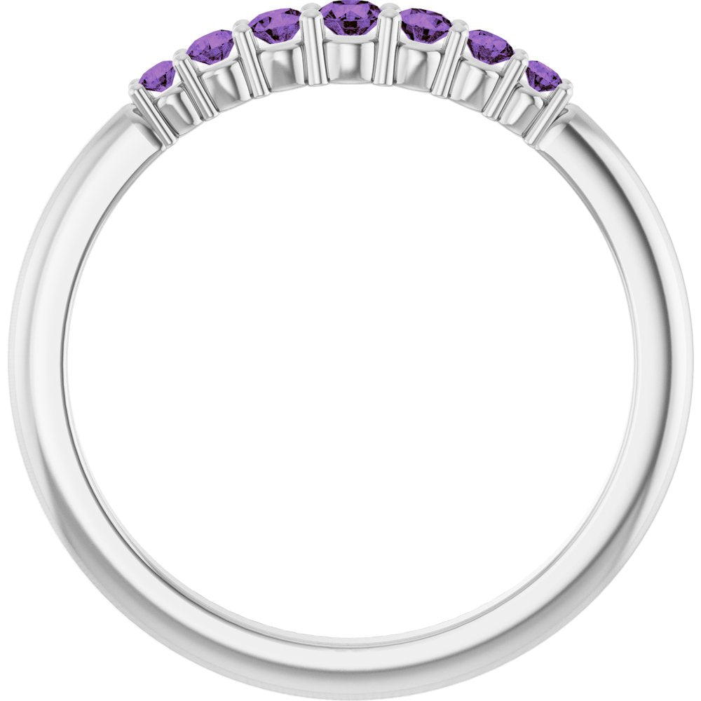 14K White Natural Amethyst Stackable Ring