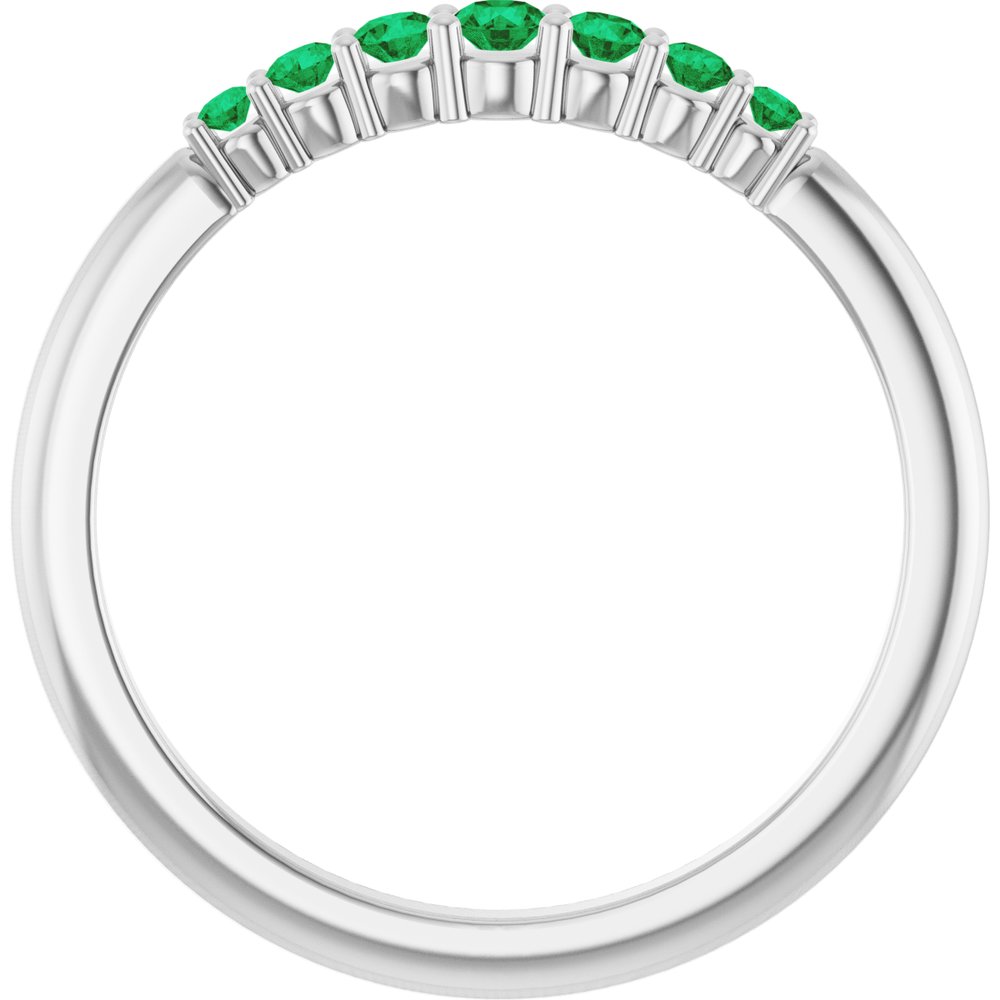 14K White Gold Natural Emerald Stackable Ring