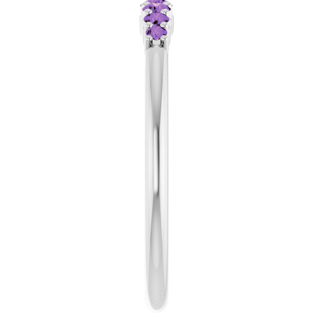 14K White Gold Natural Amethyst Stackable Ring